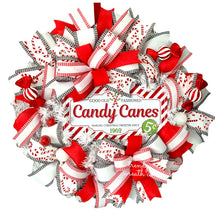 Load image into Gallery viewer, Candy Cane Wreath, Christmas Candy Cane Peppermint Wreath
