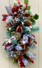 Load image into Gallery viewer, Winter Woodland Swag, Christmas Door Swag, Winter Centerpiece Christmas Centerpiece Winter Wreath
